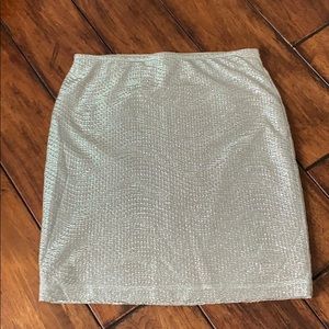 Silver metallic mini skirt